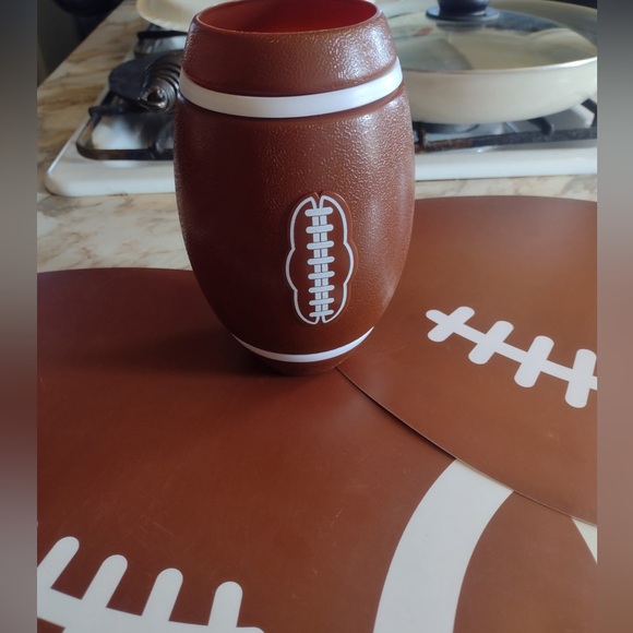 New! 2 Football Placemats and Football Cup Bundle - Picture 2 of 3